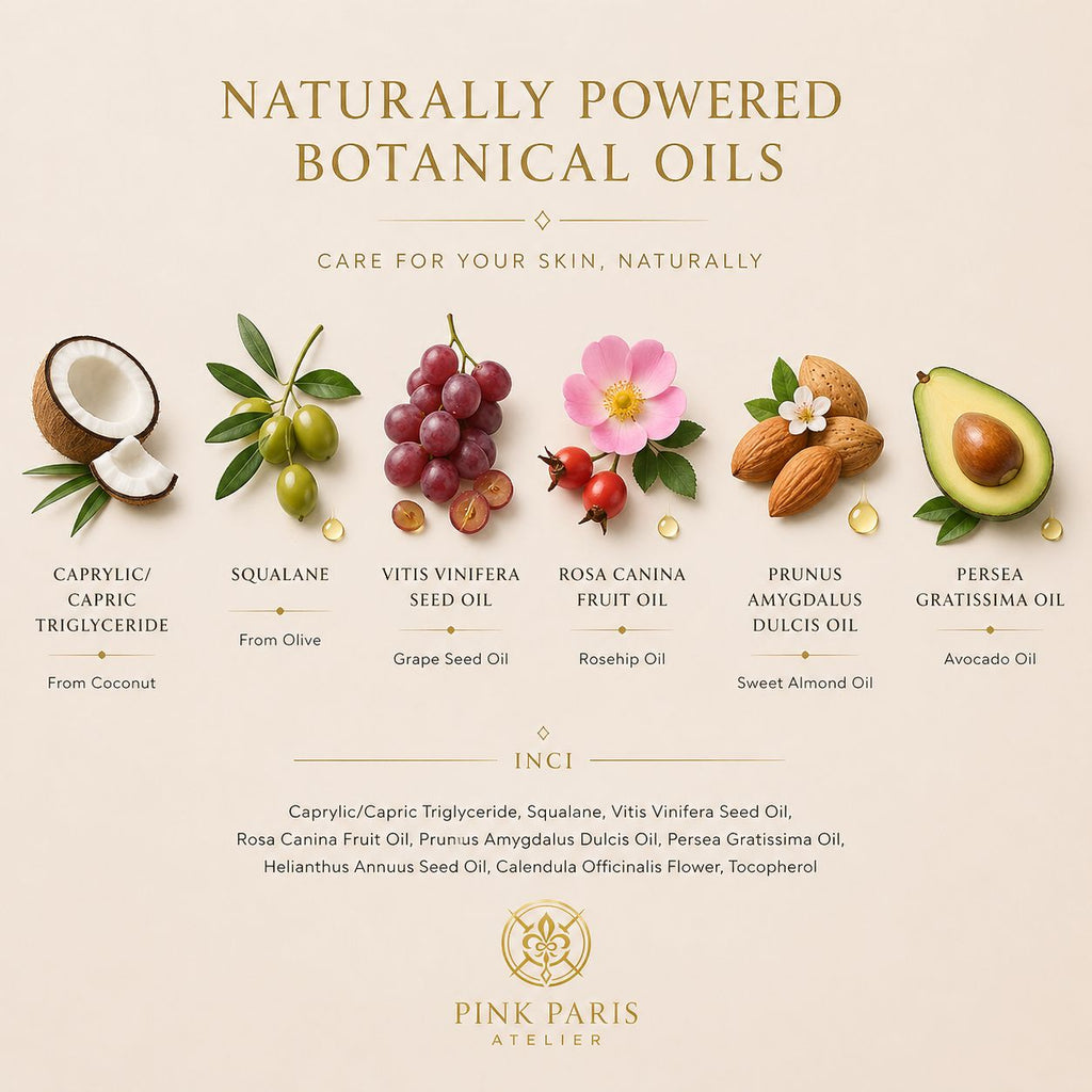 Aceite nutritivo efecto seco con aceite de rosa mosqueta, aguacate, almendras, semilla de uva, semillas de girasol y vitamina E. Sin perfume. Natural. Apto embarazo y lactancia.