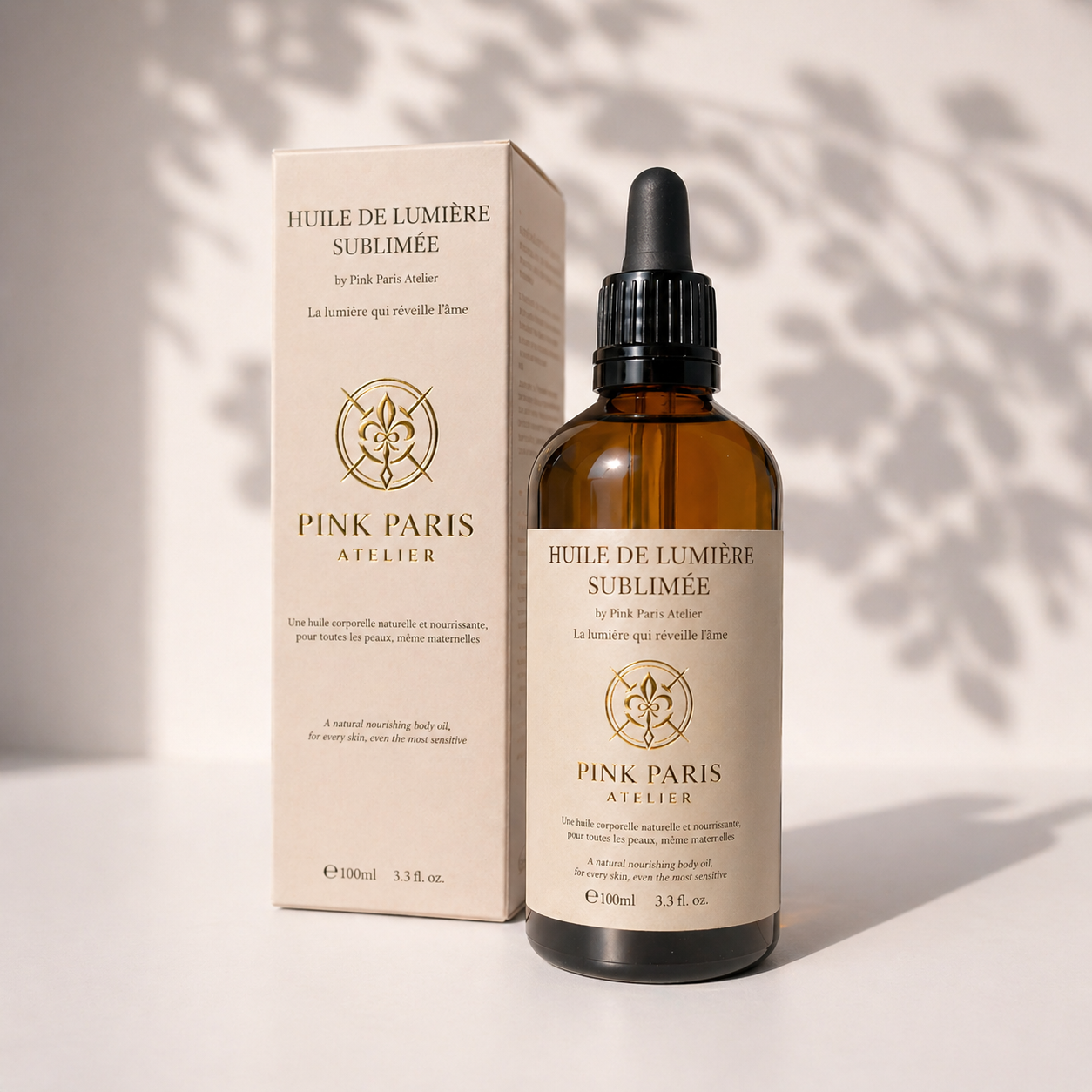 Aceite corporal ligero efecto glow con aceites botánicos Pink Paris Atelier