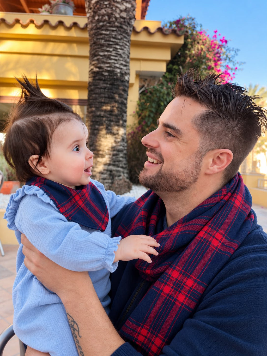 Heritage Box | Limited Edition Dad & Baby Gift Set in Cotton with Leather Detail