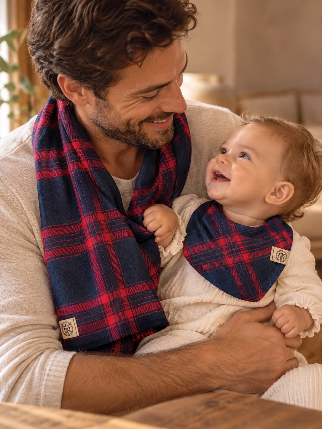 Heritage Box | Limited Edition Dad & Baby Gift Set in Cotton with Leather Detail